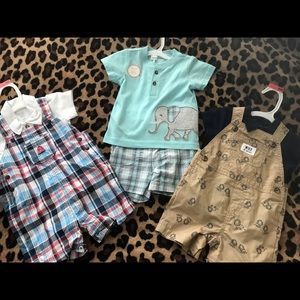 NWT baby boy overalls and short outfit bundle